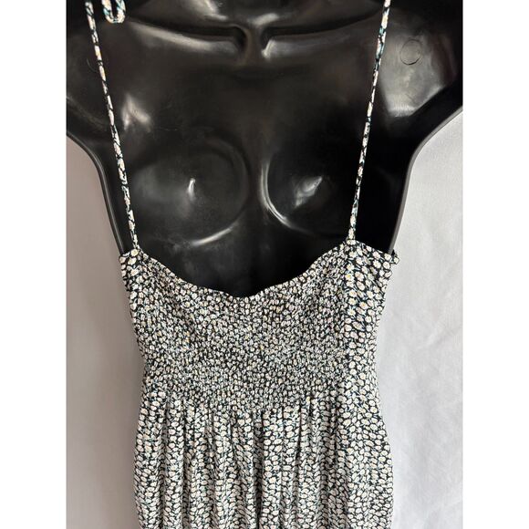 Blush BJ Floral Cottagecore Midi Dress Tie Straps L Prairie Peasant Milkmaid - Picture 6 of 10